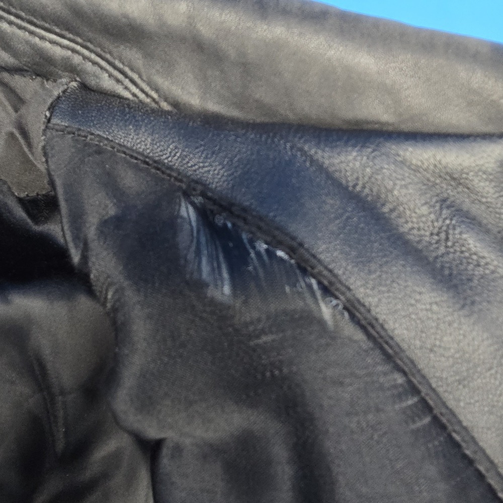 Vintage J Park Collection Black Leather Bomber Jacket - Size L - Picture 5 of 14